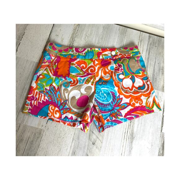 Trina Turk Women’s Size 2 Multicolor Floral Designer Shorts cotton stretch - Picture 1 of 7